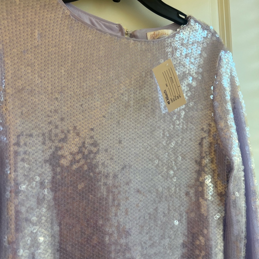 Sparkling Lavender Sequin Kids Dress - Picture 3 of 4